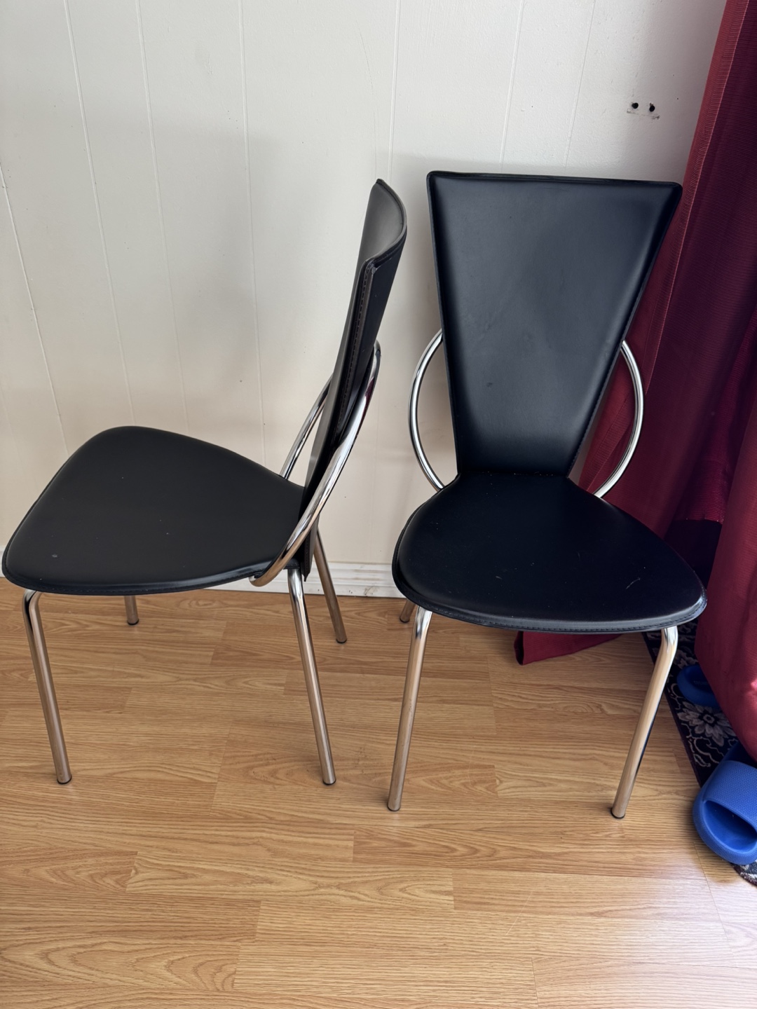 Black Leather Dining Chairs with Chrome Legs (4) - photo 2