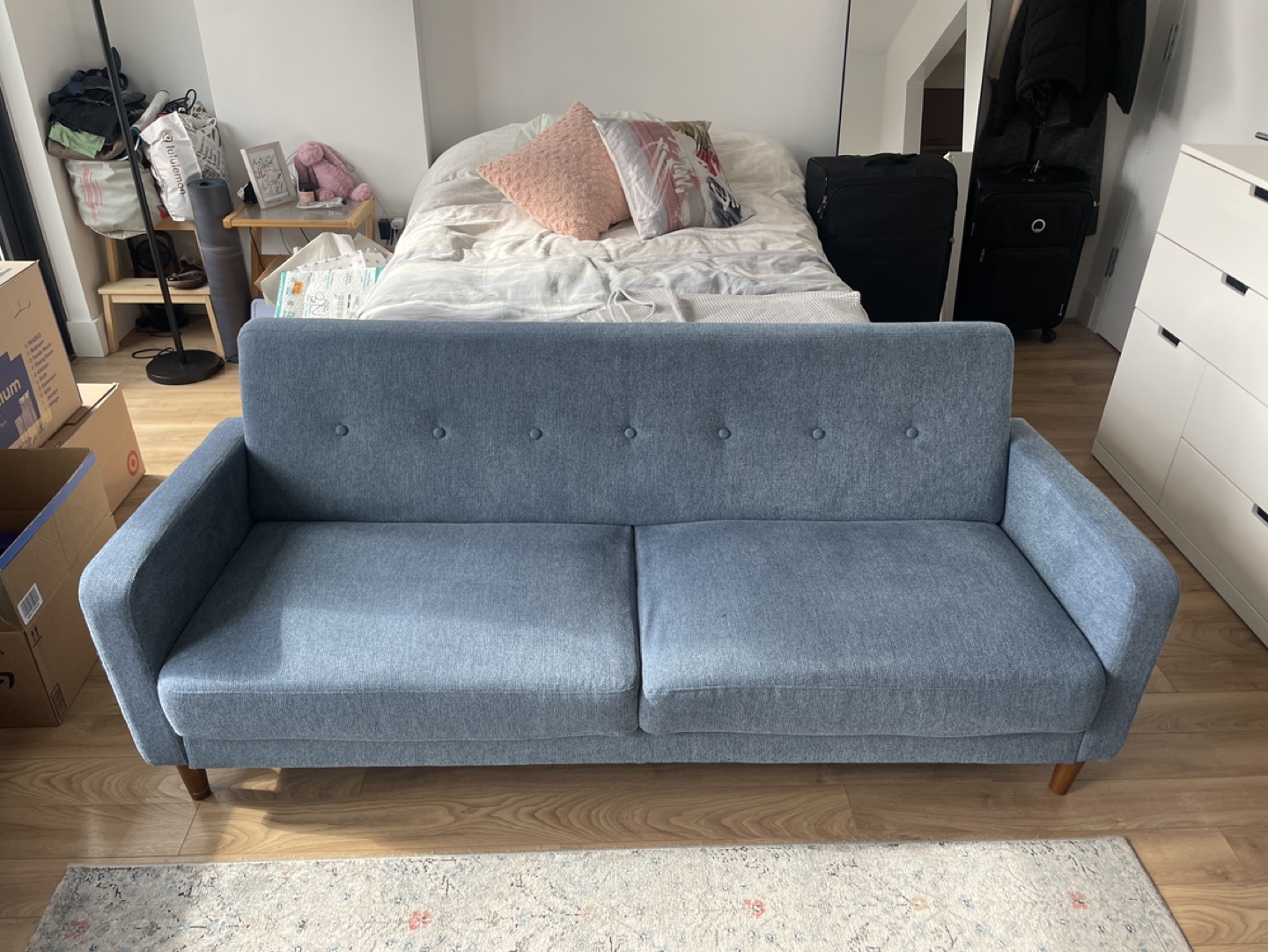 Mid-Century Modern Sofa - Blue Fabric