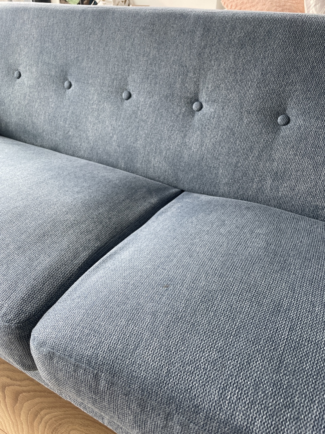 Mid-Century Modern Sofa - Blue Fabric - photo 3