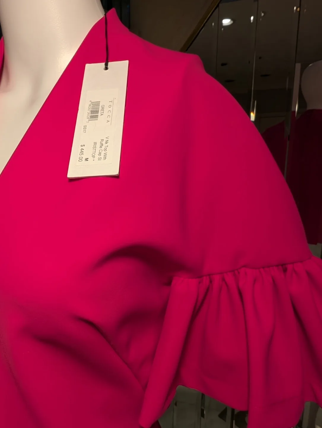 TOCCA Greta Ruffle Cap Sleeve V-Neck Top image indicator(2)