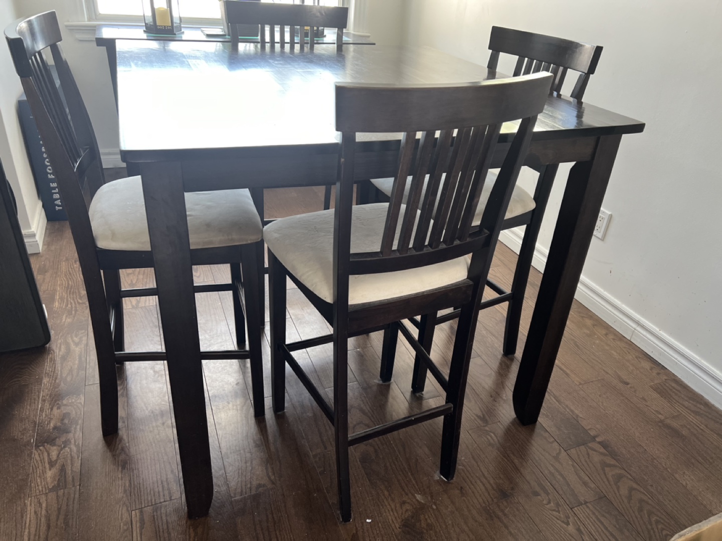 Dark Brown Square Dining Table Set with Four Chairs - photo 2