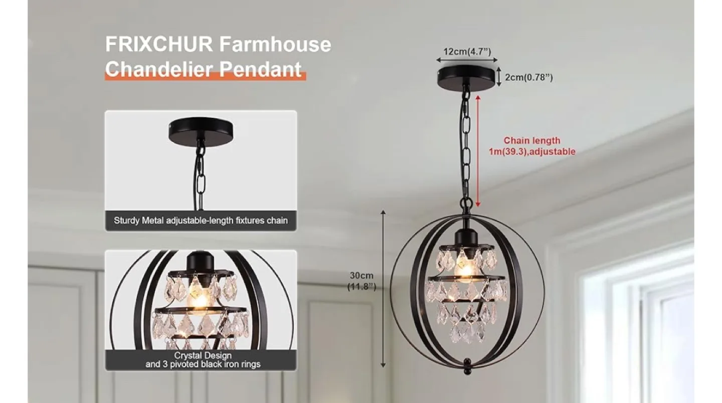 Black Orb Chandelier Pendant Light Fixture image indicator(8)