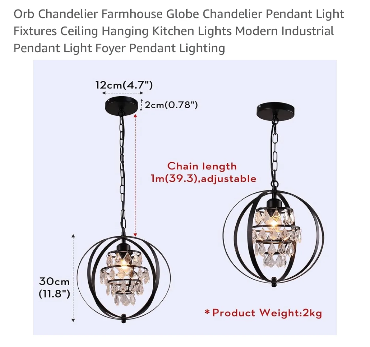 Black Orb Chandelier Pendant Light Fixture image indicator(2)