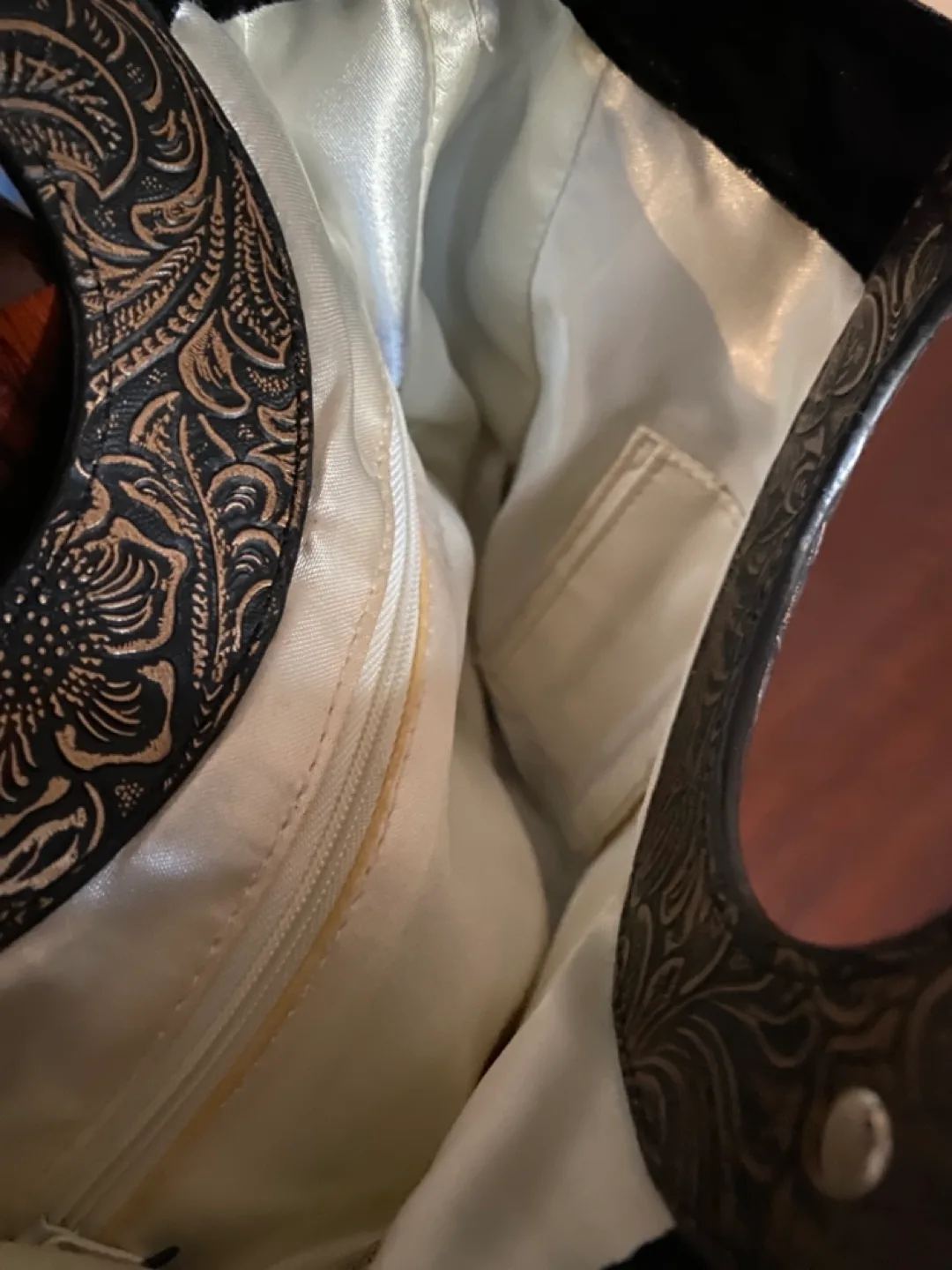 GUESS Black Velvet Handbag with Embellished Handle image indicator(4)