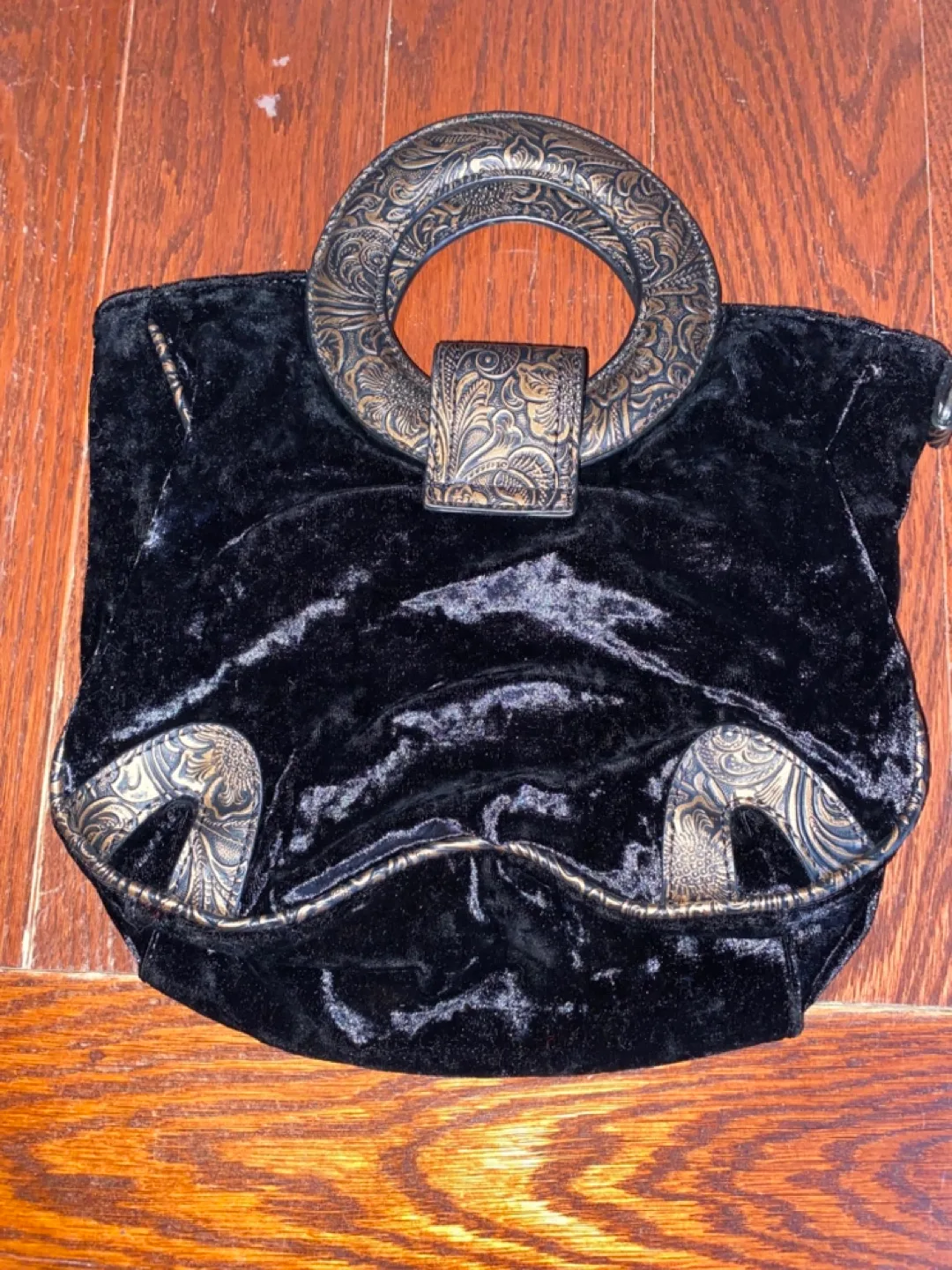 GUESS Black Velvet Handbag with Embellished Handle image indicator(2)