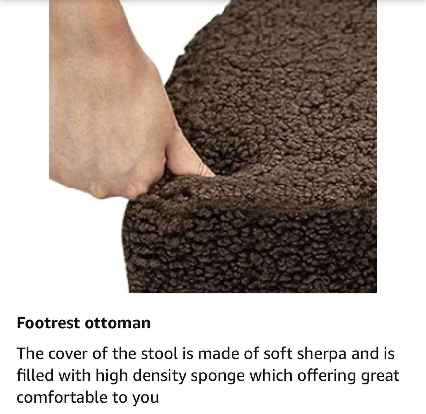 CAROLMADE 15.4" Small Foot Ottoman Sherpa Footstool Soft Brown image indicator(6)