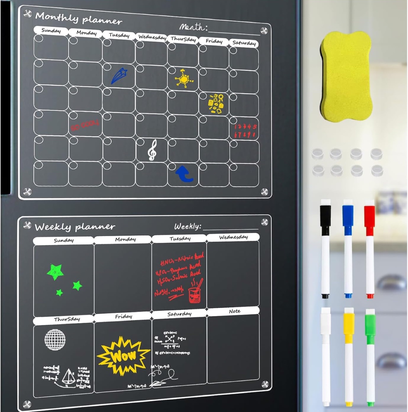 Magnetic Dry-Erase Weekly & Monthly Planner