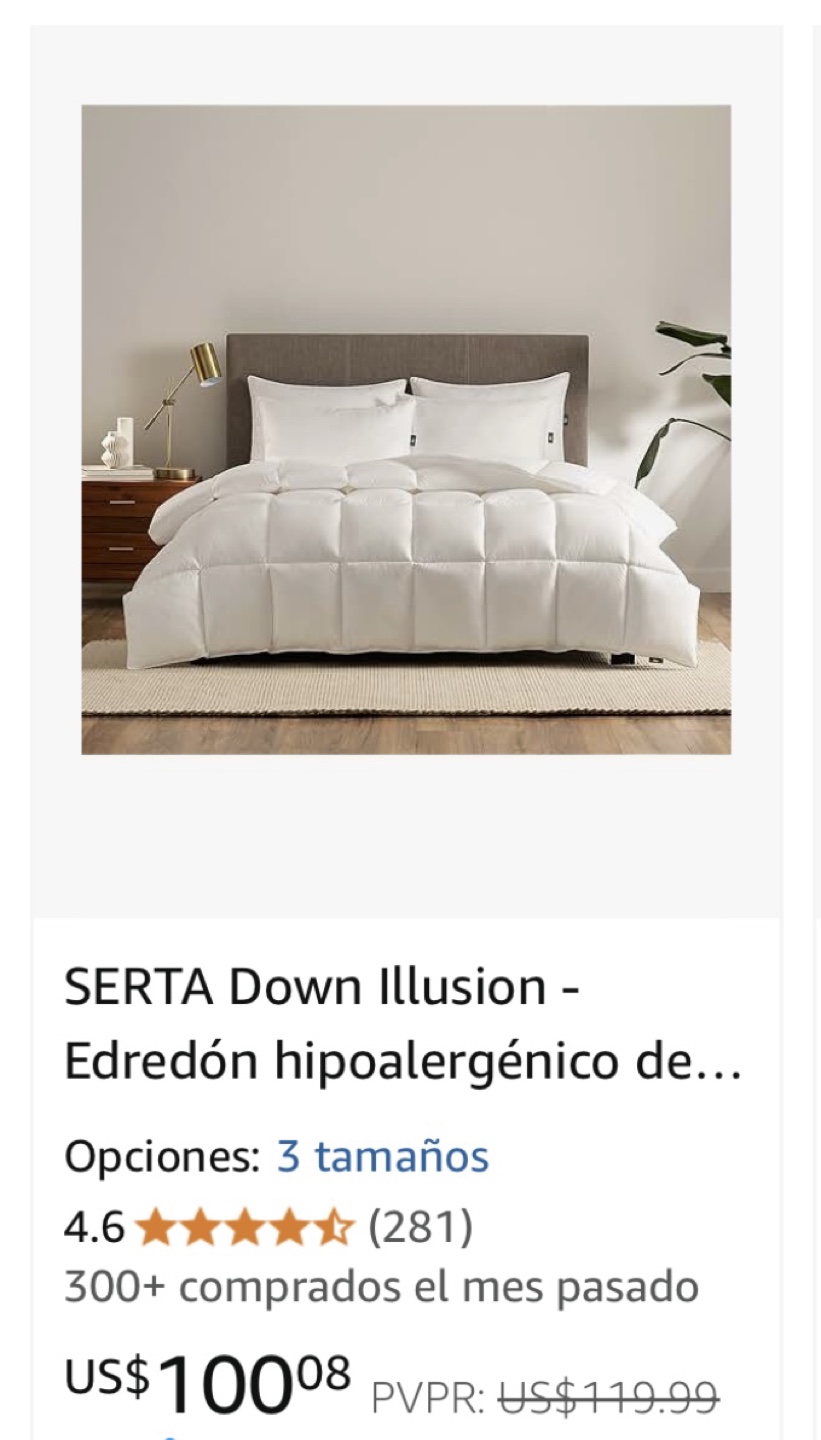 Serta Down Illusion King Comforter - Hypoallergenic White