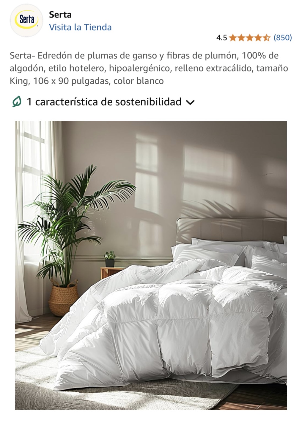 Serta Down Illusion King Comforter - Hypoallergenic White - photo 3