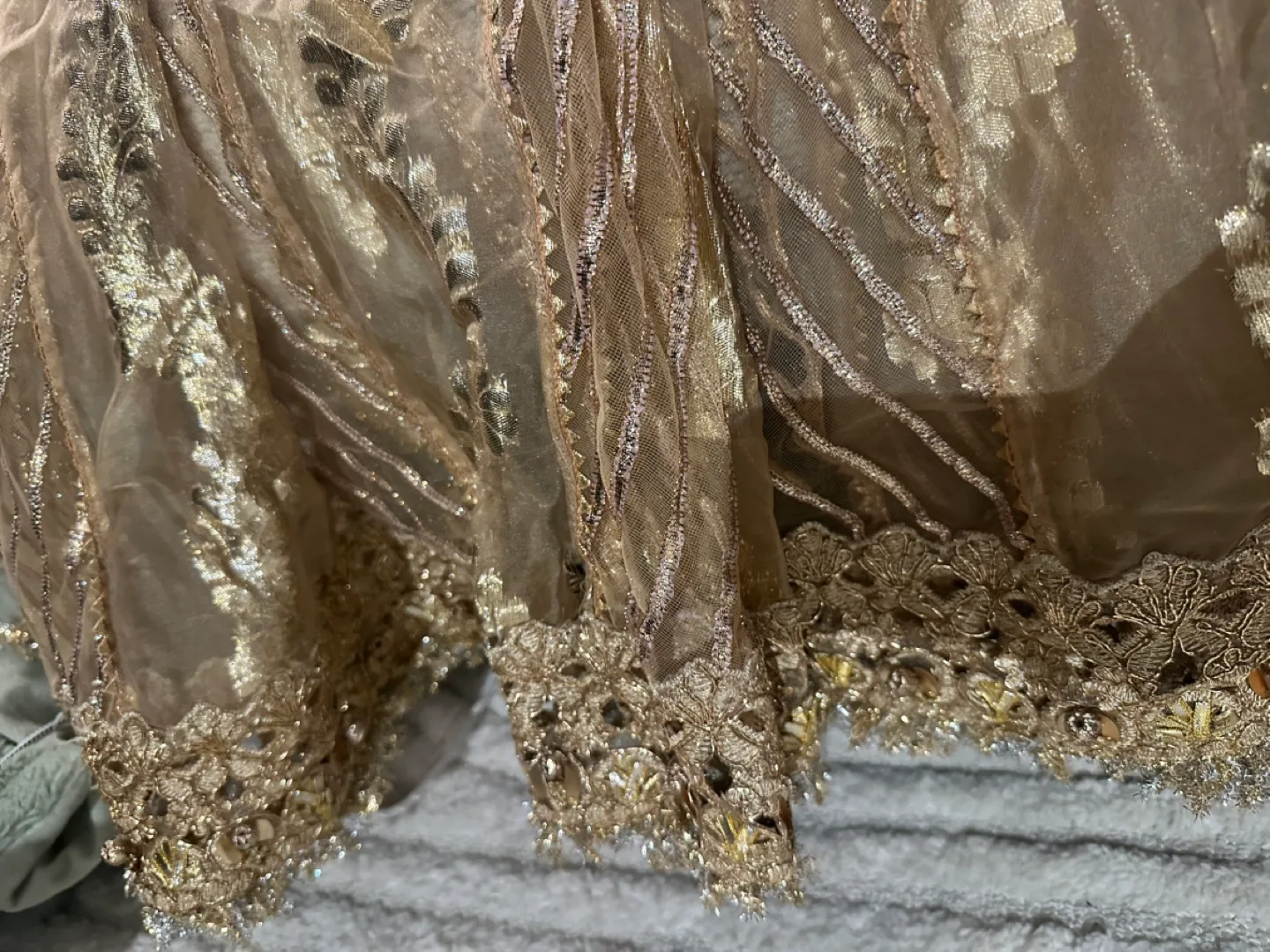 Gorgeous Gold Embroidered Pakistani Gown  Kameez image indicator(4)