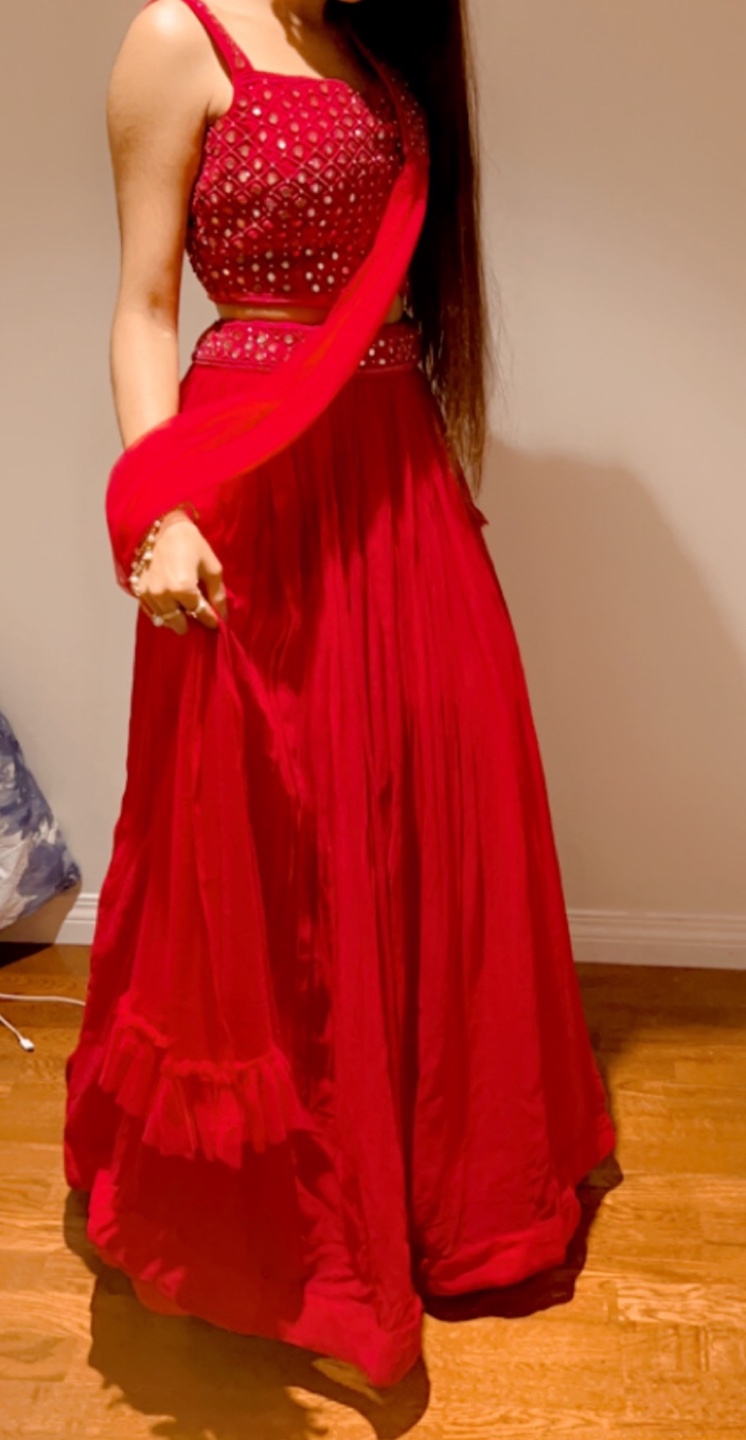 Stunning hot pink/redish Embellished Lehenga Choli - photo 3