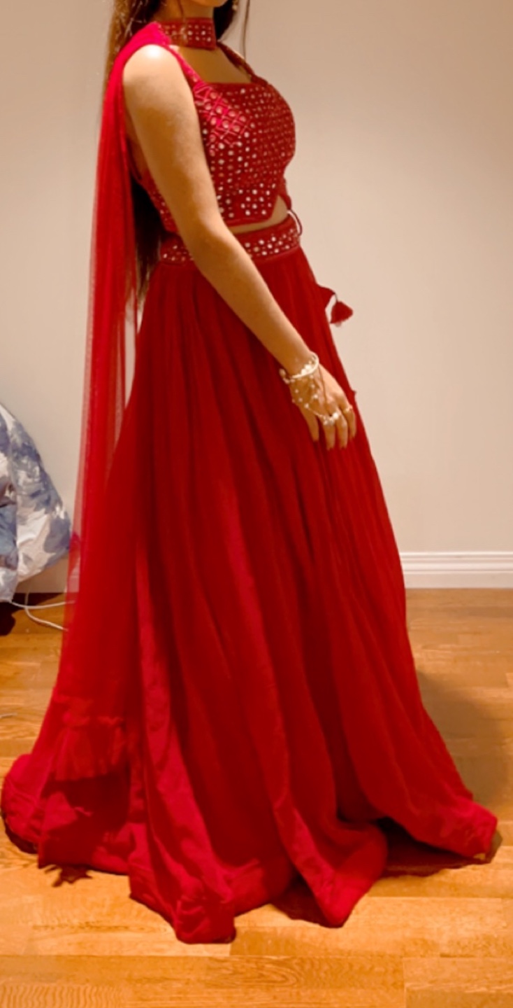 Stunning hot pink/redish Embellished Lehenga Choli - photo 5