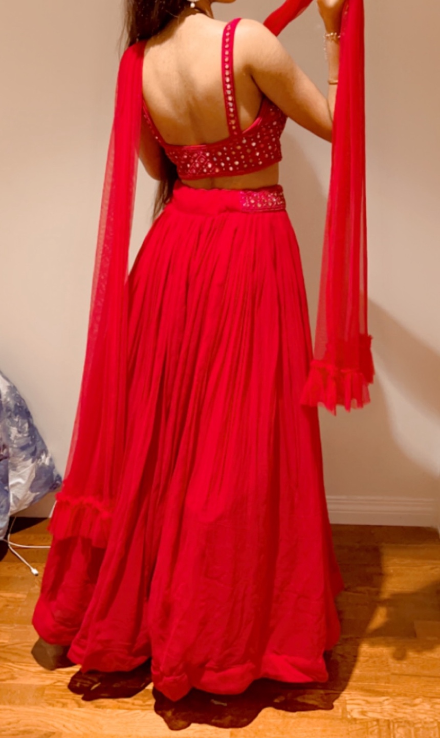 Stunning hot pink/redish Embellished Lehenga Choli - photo 4