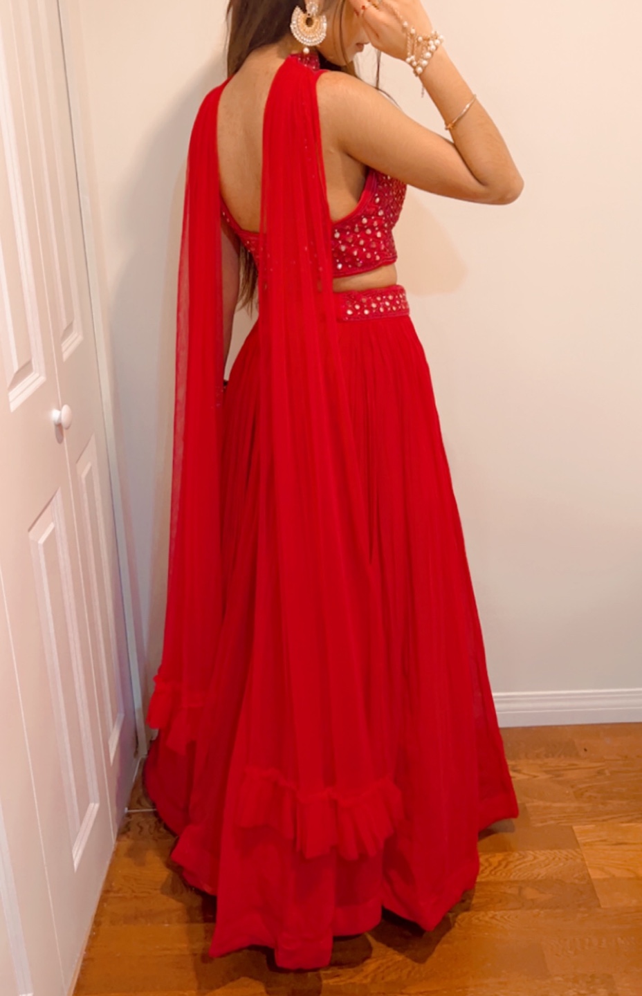 Stunning hot pink/redish Embellished Lehenga Choli - photo 2