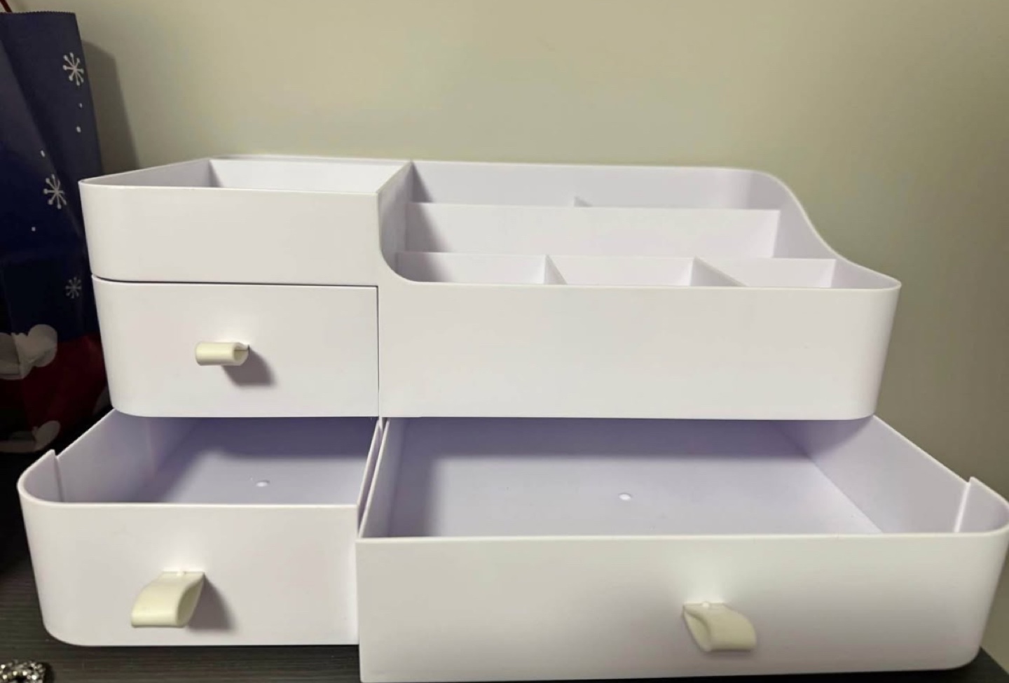 White Plastic Makeup Organiser with Drawers