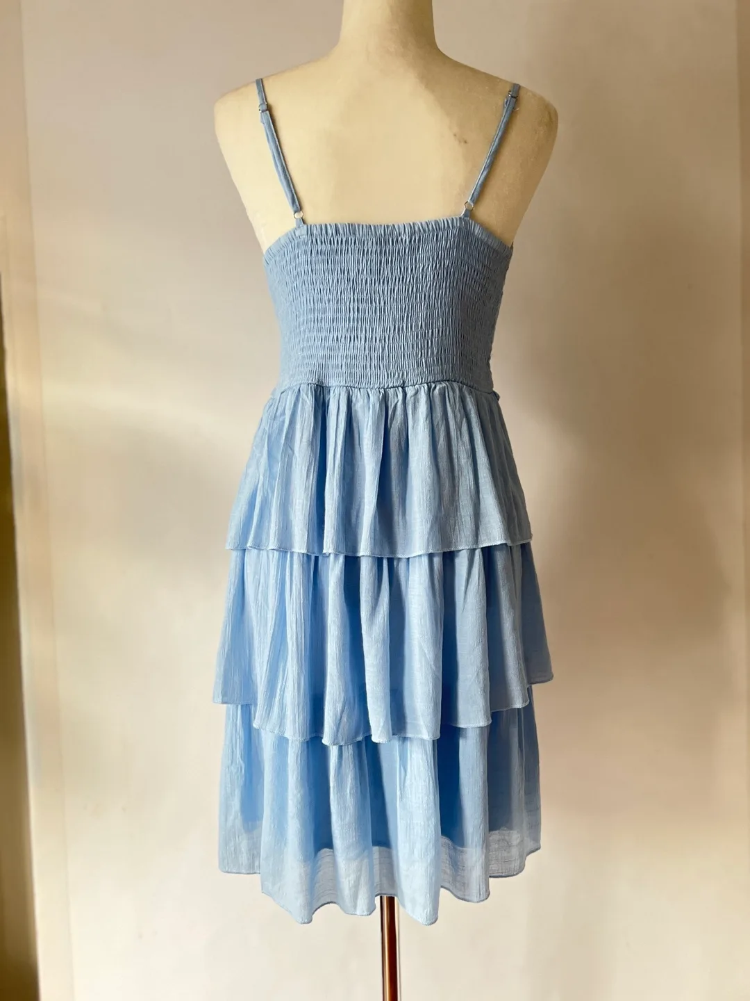 Light Blue Lace Overlay Mini Dress image indicator(4)