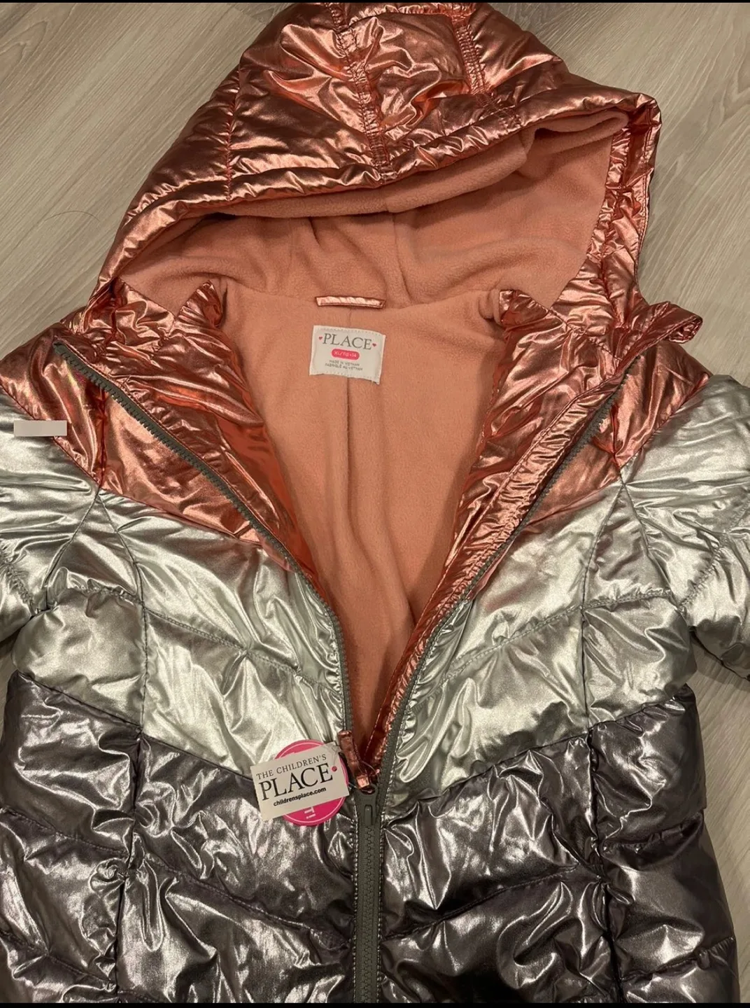 Girls' Metallic Puffer Jacket Size XL image indicator(2)
