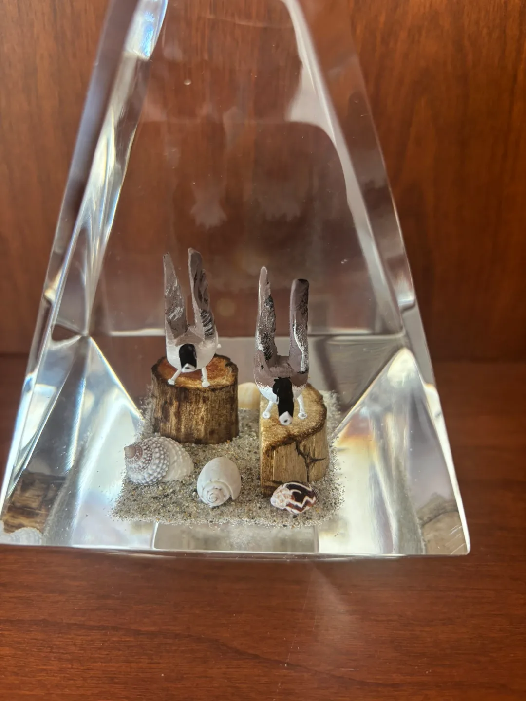 Vintage Paperweight with Canada Geese Embedded in Lucite image indicator(2)