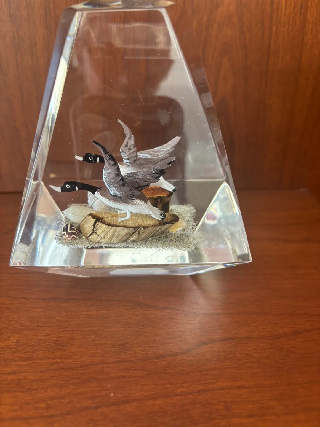 Vintage Paperweight with Canada Geese Embedded in Lucite image indicator(4)