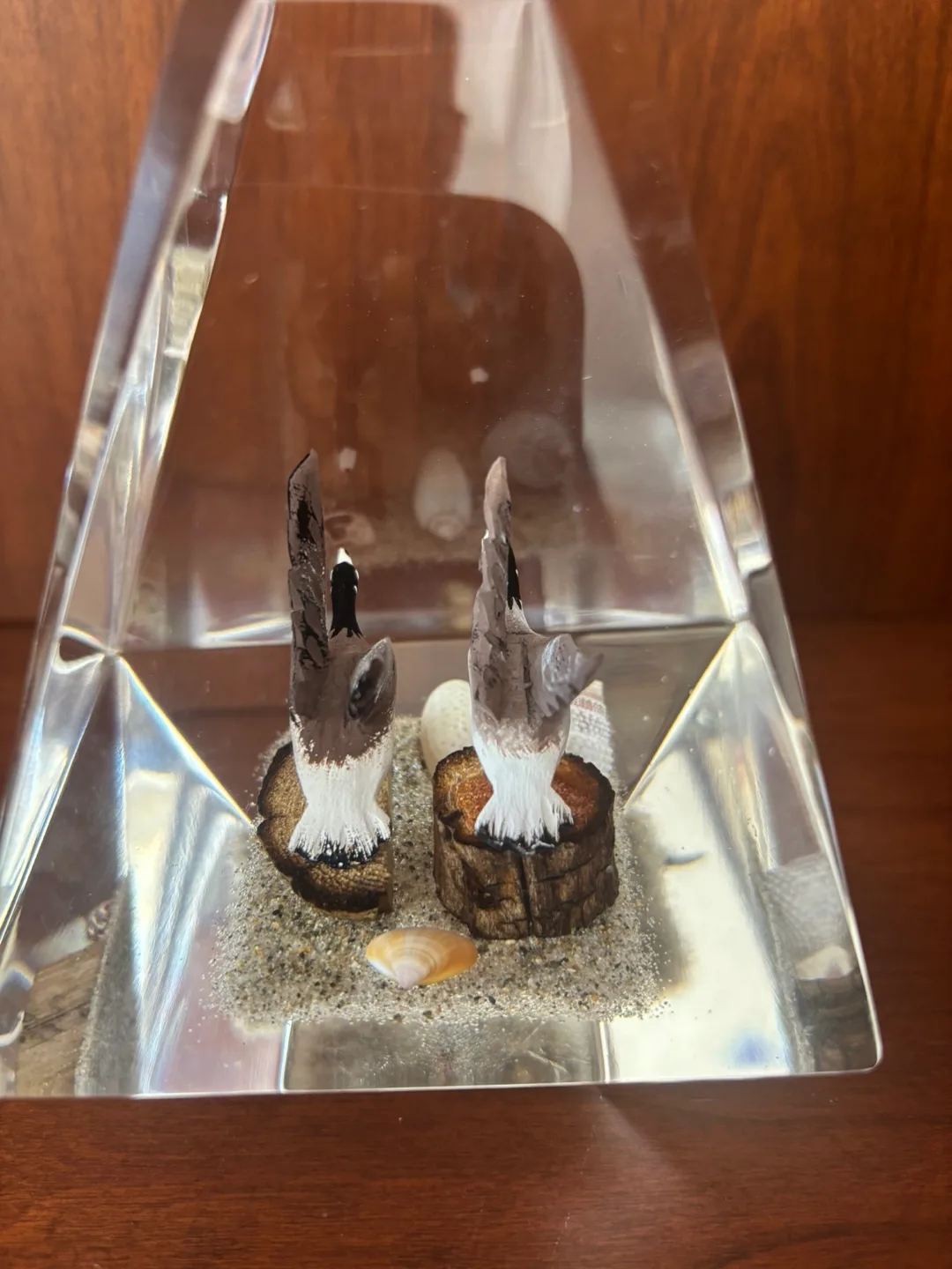 Vintage Paperweight with Canada Geese Embedded in Lucite image indicator(3)