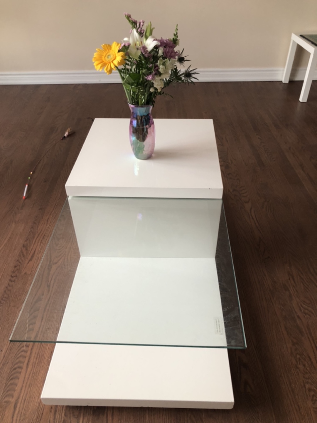 Modern White Coffee Table with Glass Top - photo 2