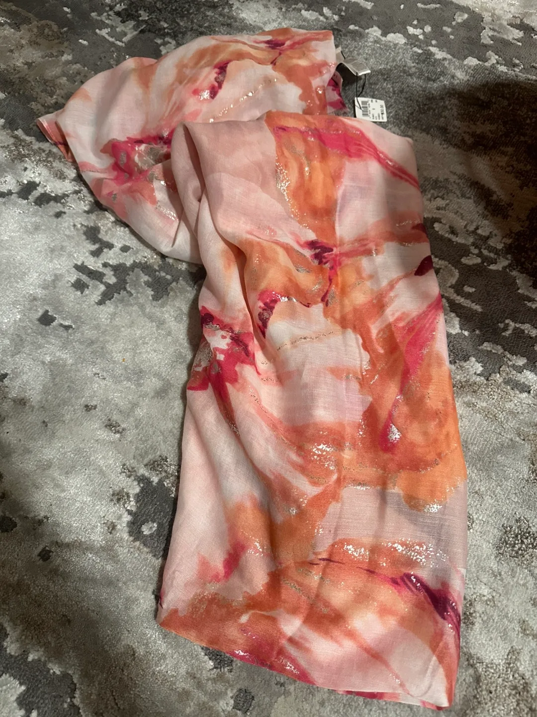 Melanie Lyne Peach and Coral Floral Print Scarf image indicator(3)