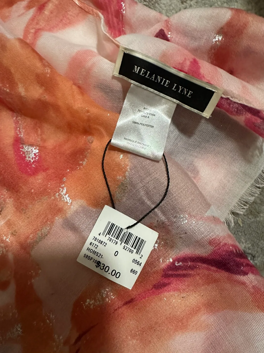 Melanie Lyne Peach and Coral Floral Print Scarf image indicator(2)