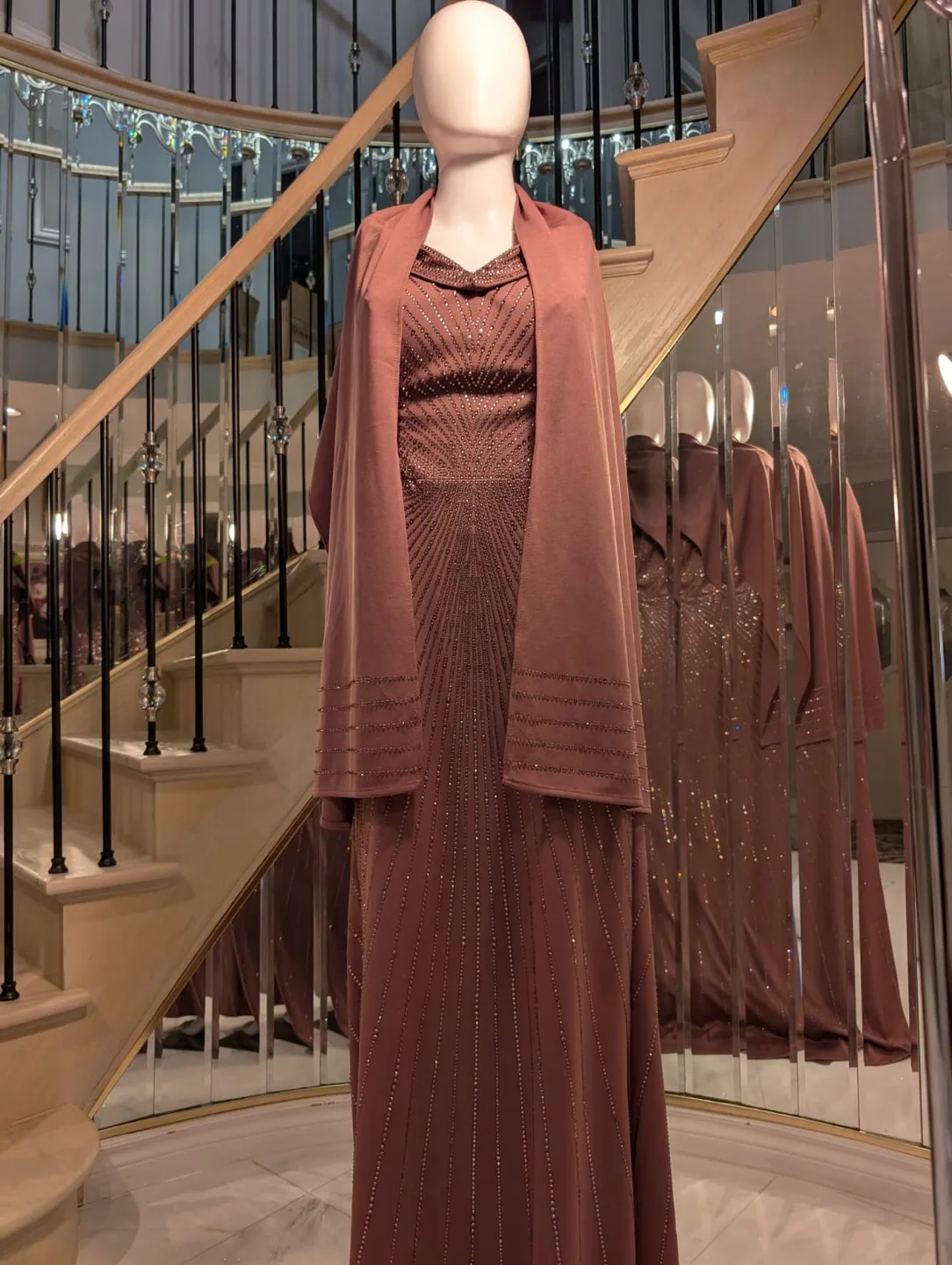 Stunning mauve embellished formal gown image indicator(6)