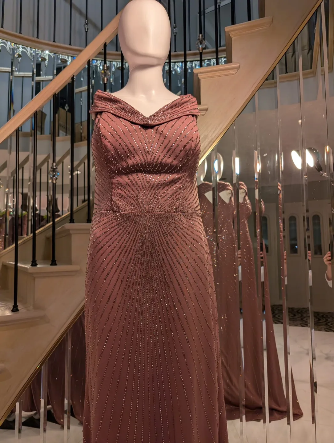 Stunning mauve embellished formal gown image indicator(4)