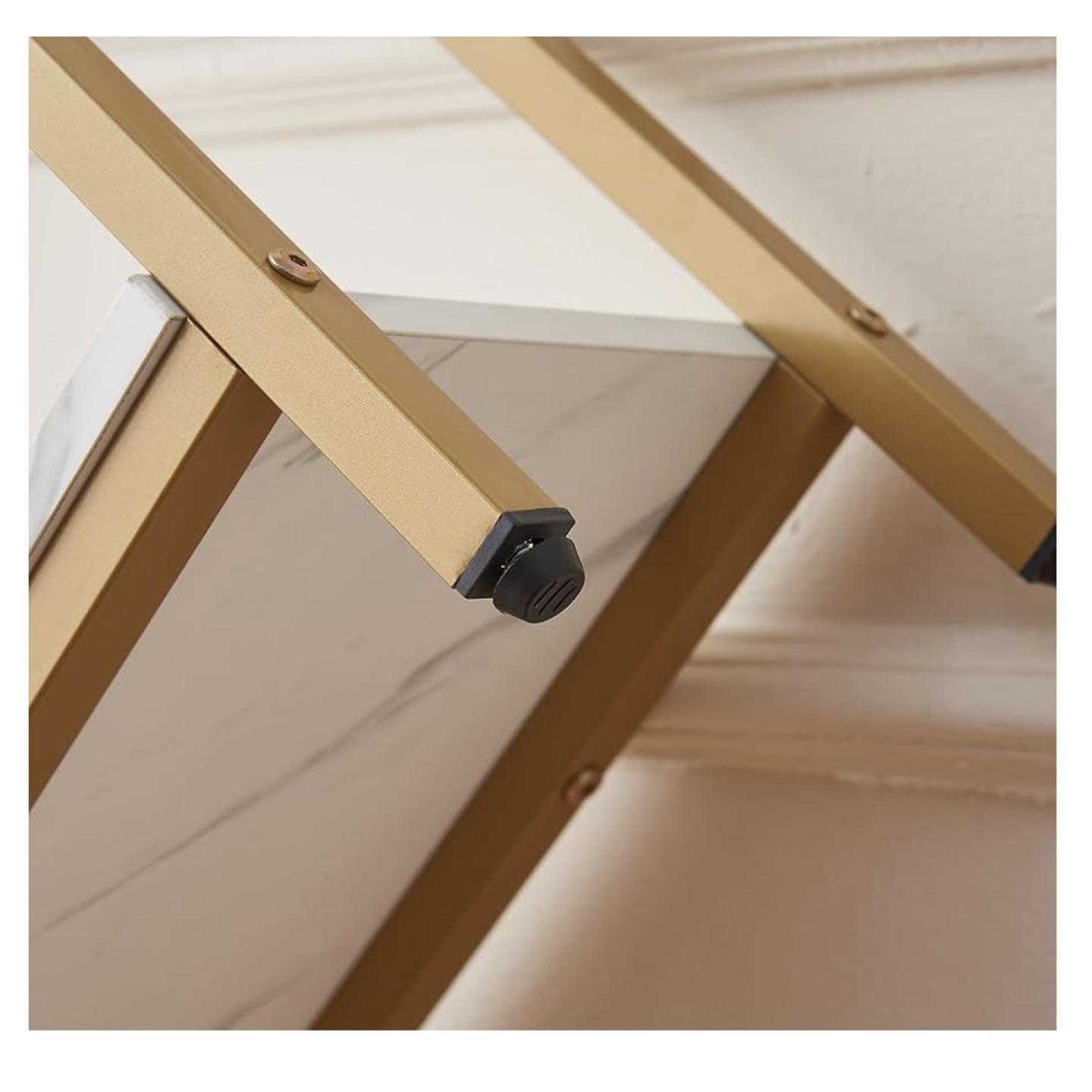 Gold Metal Frame Console Table with Marble Top - photo 3
