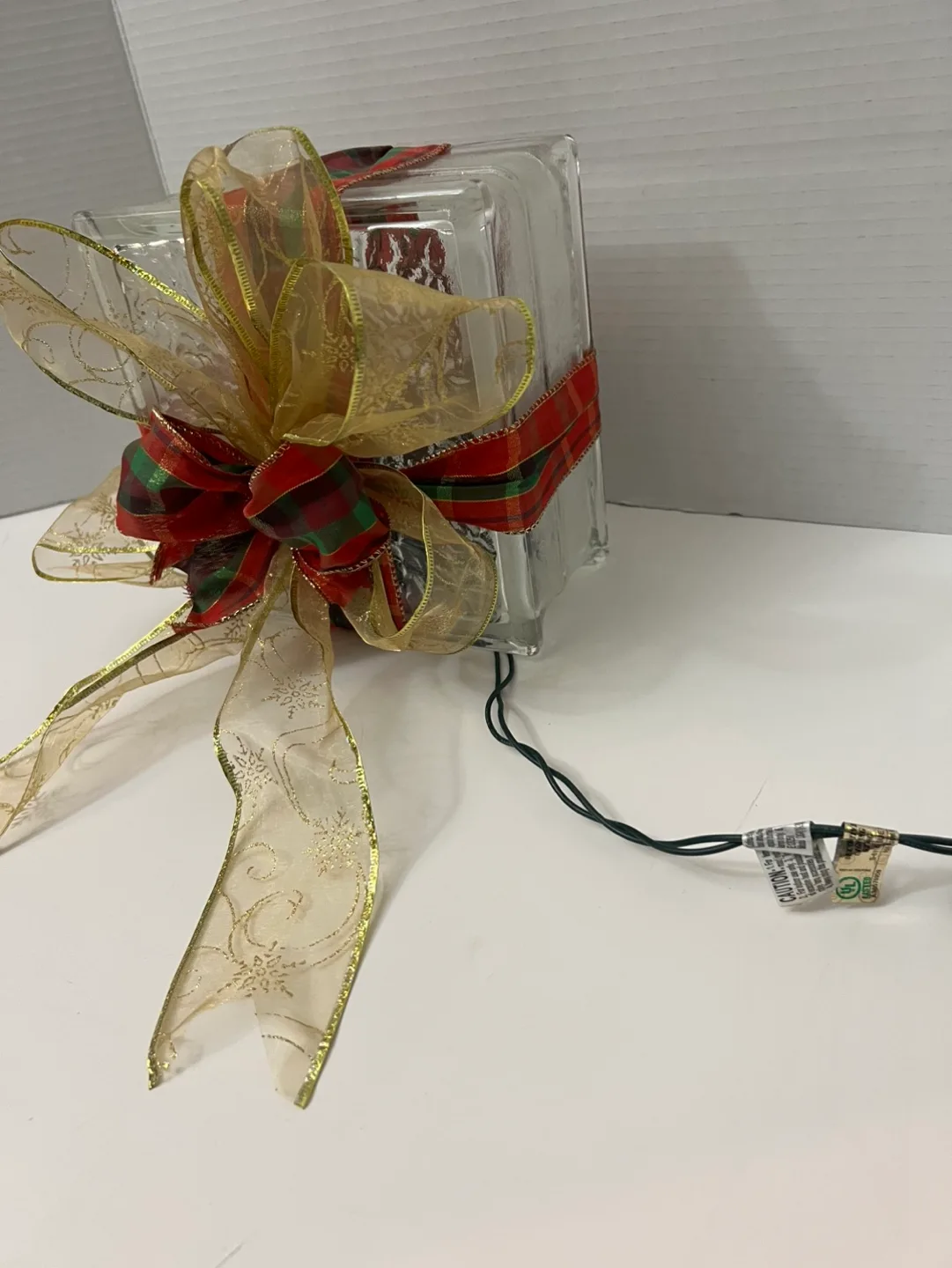 Glass Block Christmas Light with Bow image indicator(4)