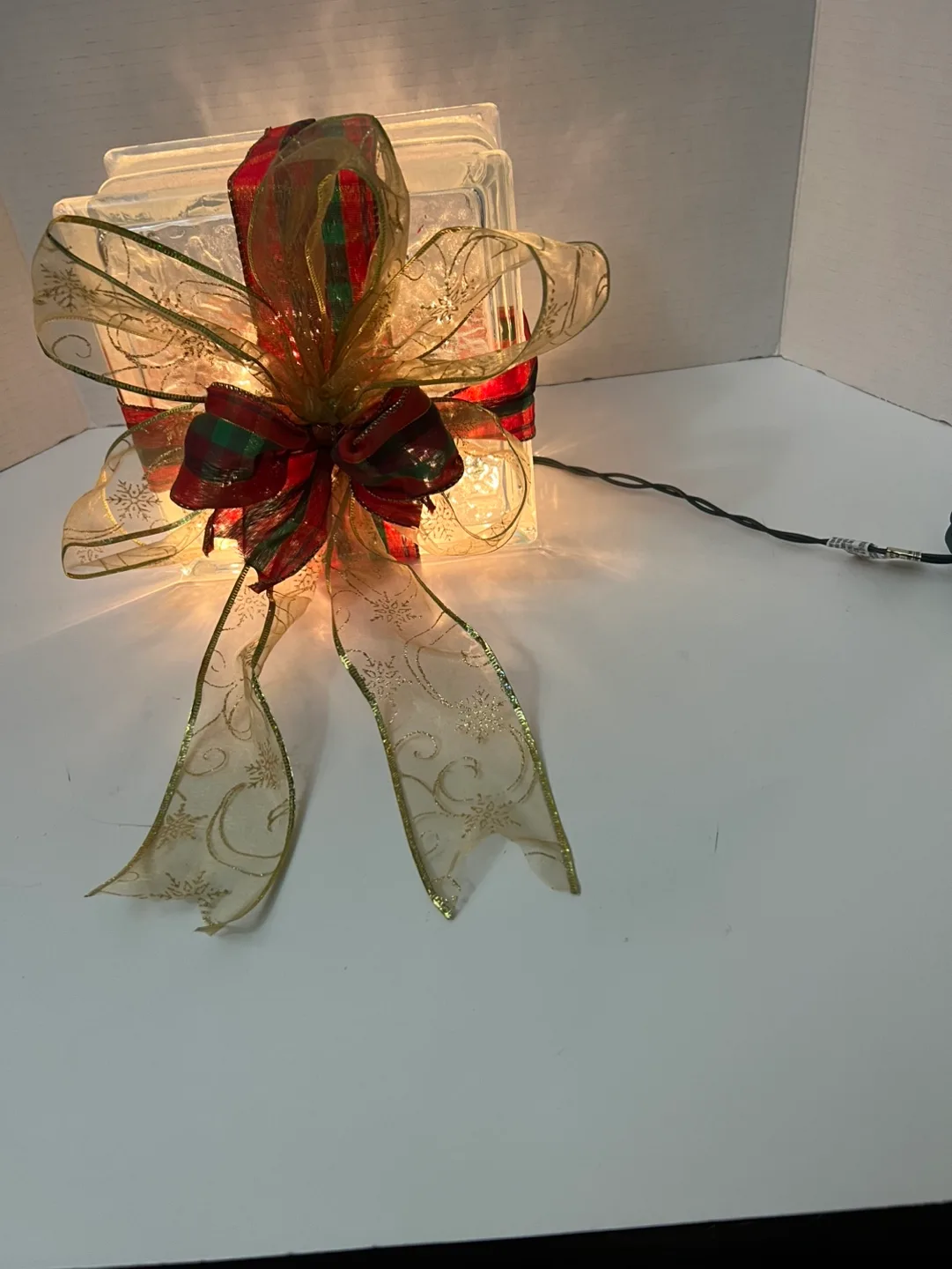Glass Block Christmas Light with Bow image indicator(5)