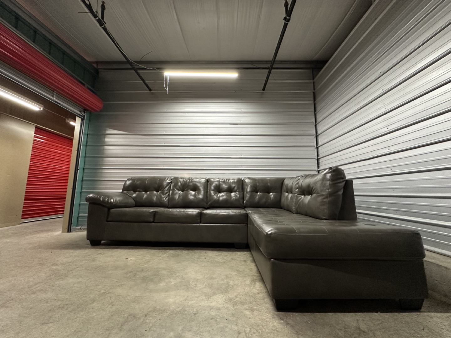 Luxury Grey Leather Sectional - Like New! (FREE DELIVERY) - photo 3