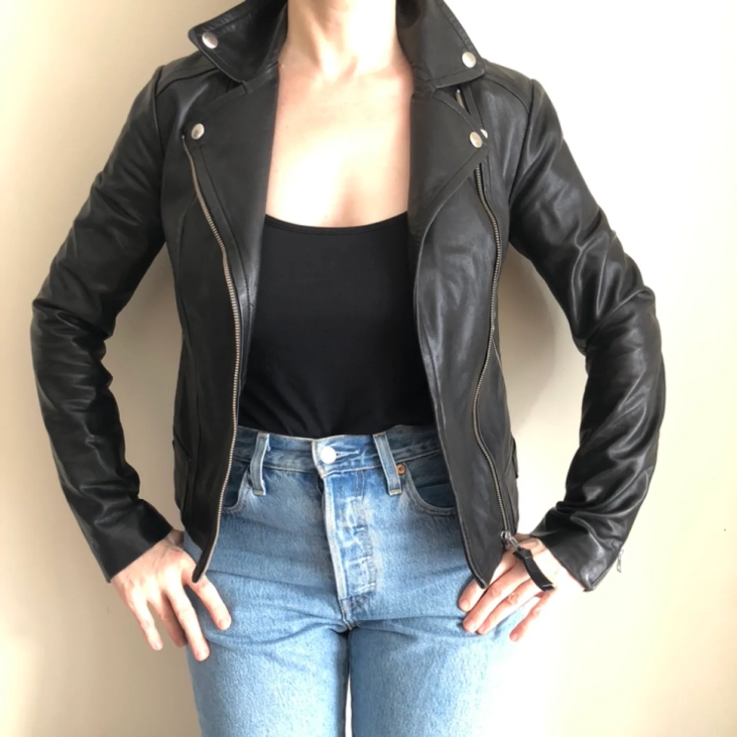 Mackage Montreal Black Leather Motorcycle Jacket XXS/TTP image indicator(9)