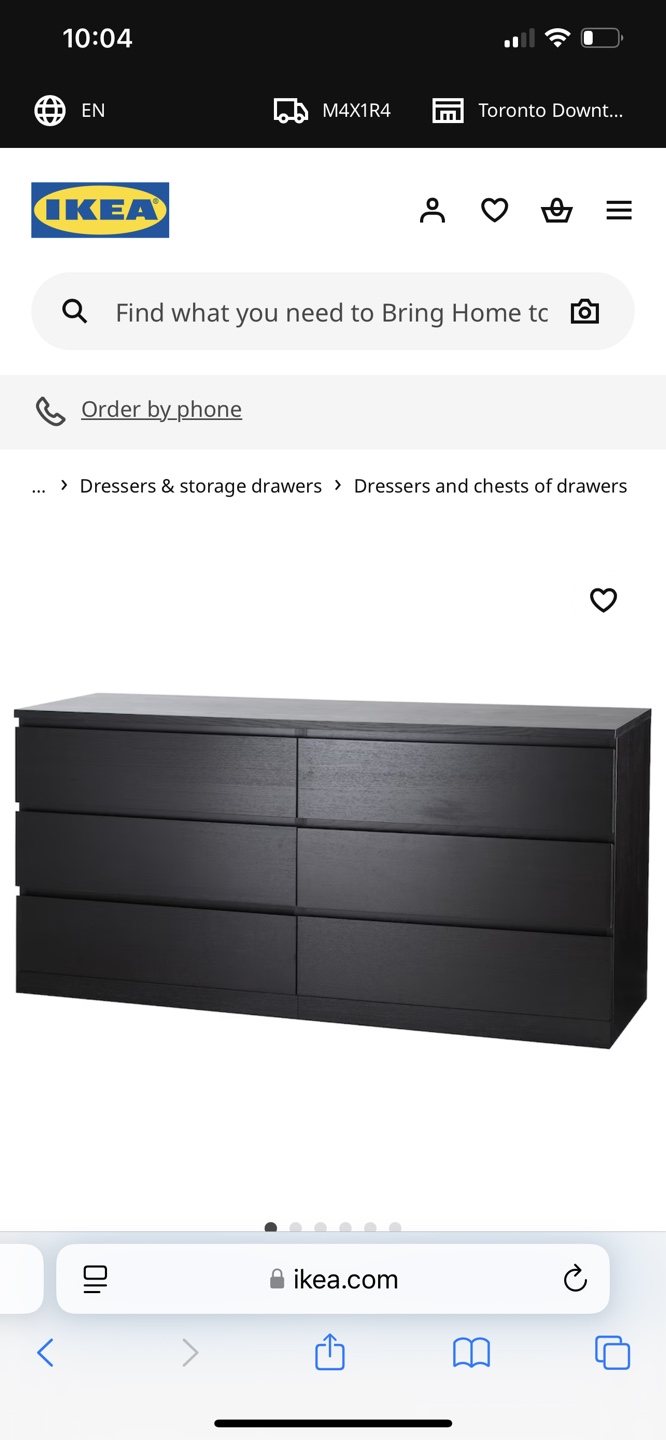 IKEA MALM 6-Drawer Dresser - Black-Brown