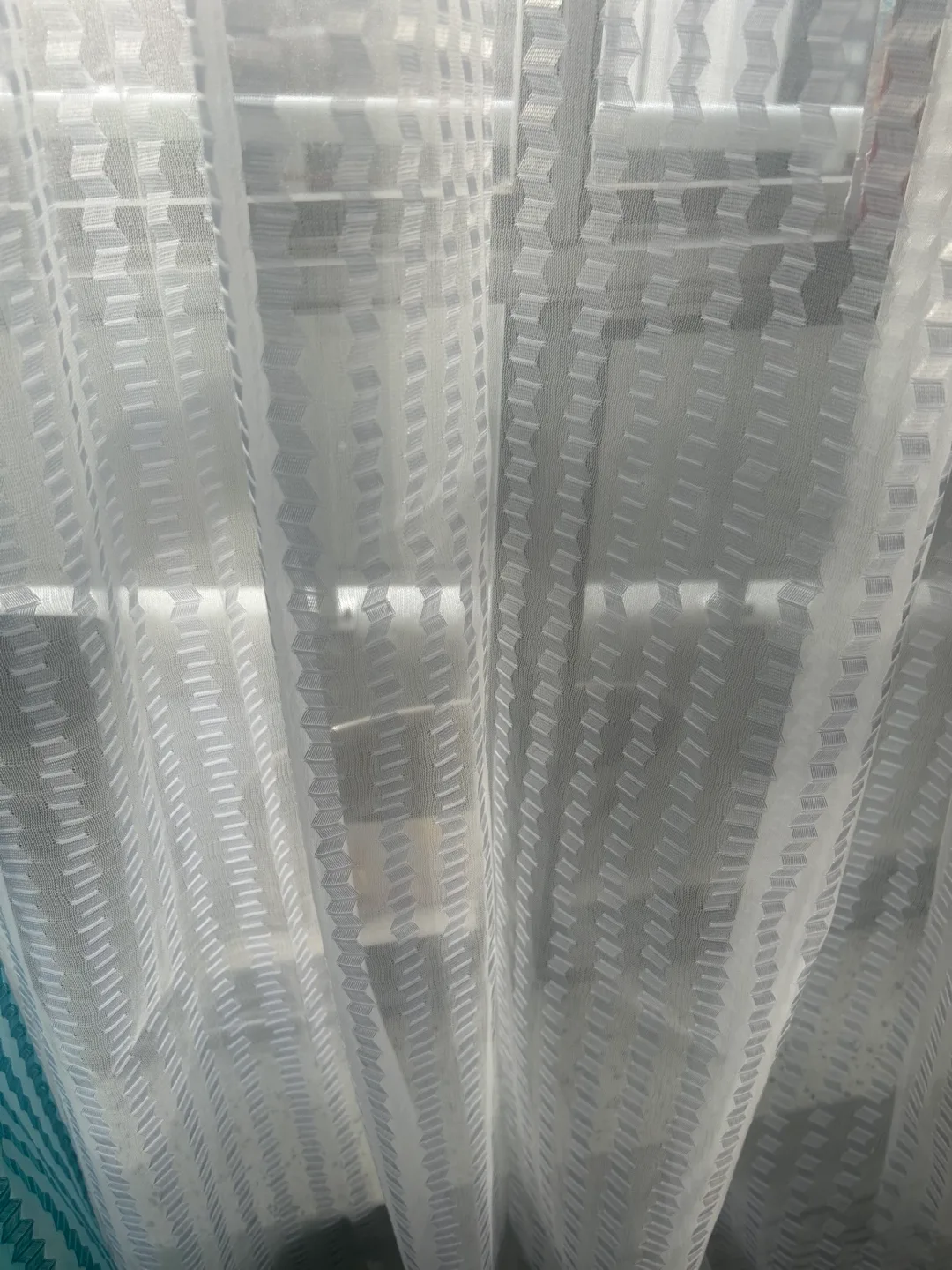 Sheer Teal and White Curtains - Set of Two image indicator(3)