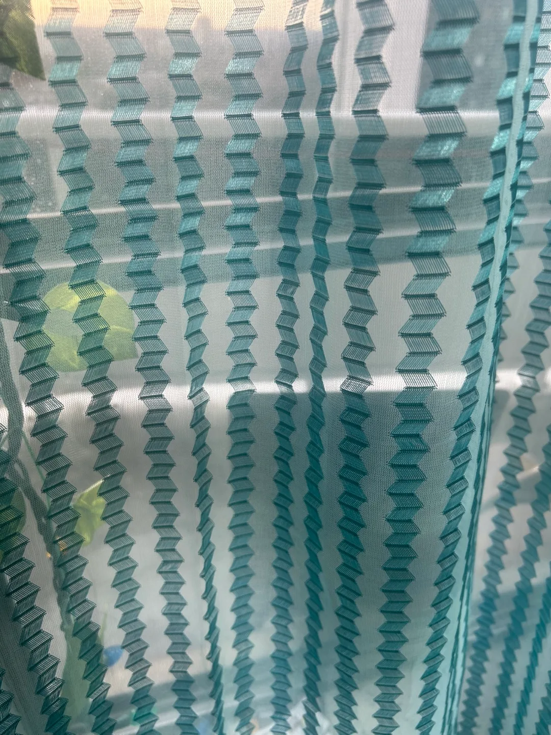 Sheer Teal and White Curtains - Set of Two image indicator(2)