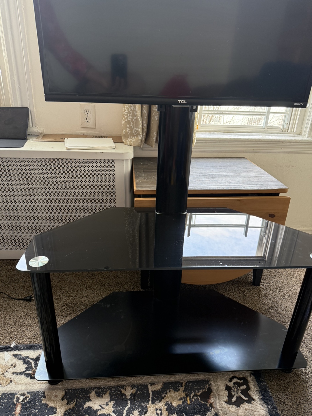 Black Corner TV Stand with Mount