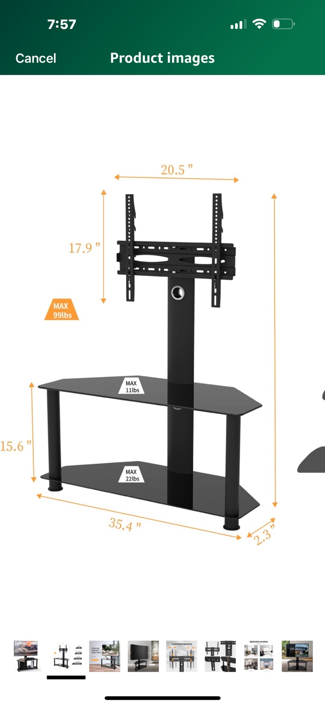 Black Corner TV Stand with Mount - photo 5