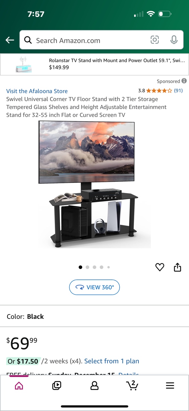 Black Corner TV Stand with Mount - photo 4