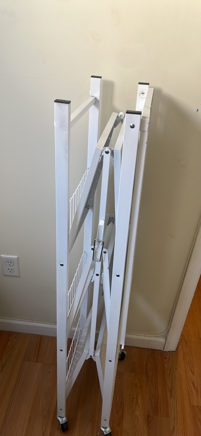 White Foldable 4-Tier Rolling Storage Cart - photo 3