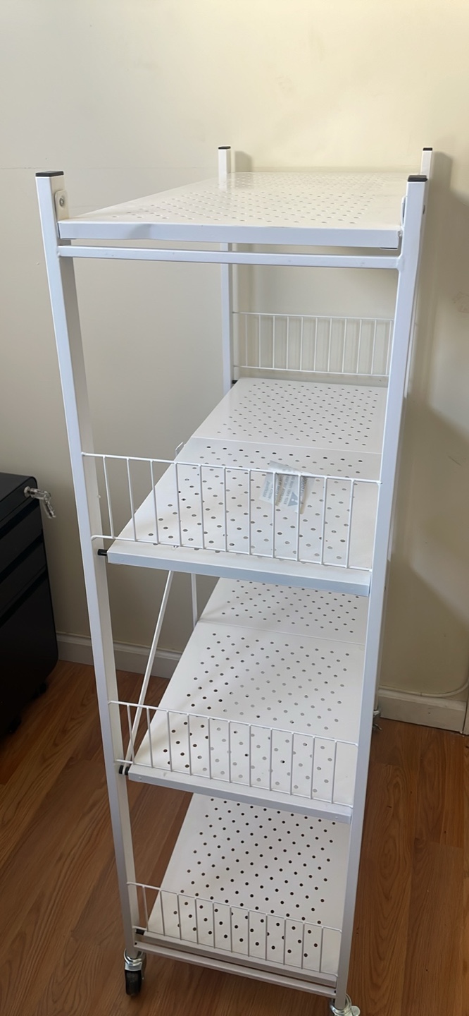 White Foldable 4-Tier Rolling Storage Cart - photo 2