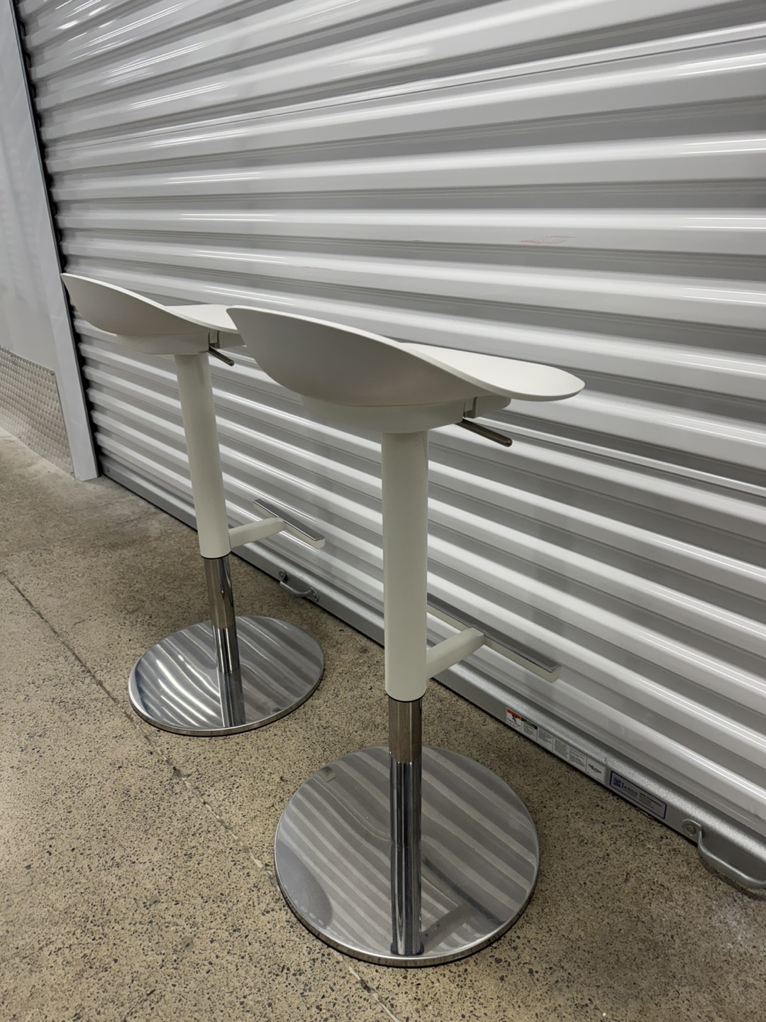 Pair of White Modern Bar Stools