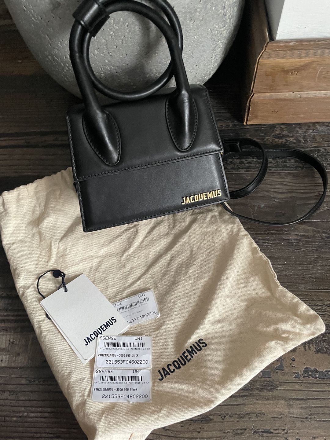 JACQUEMUS Le Chiquito the knot Black Leather Bag