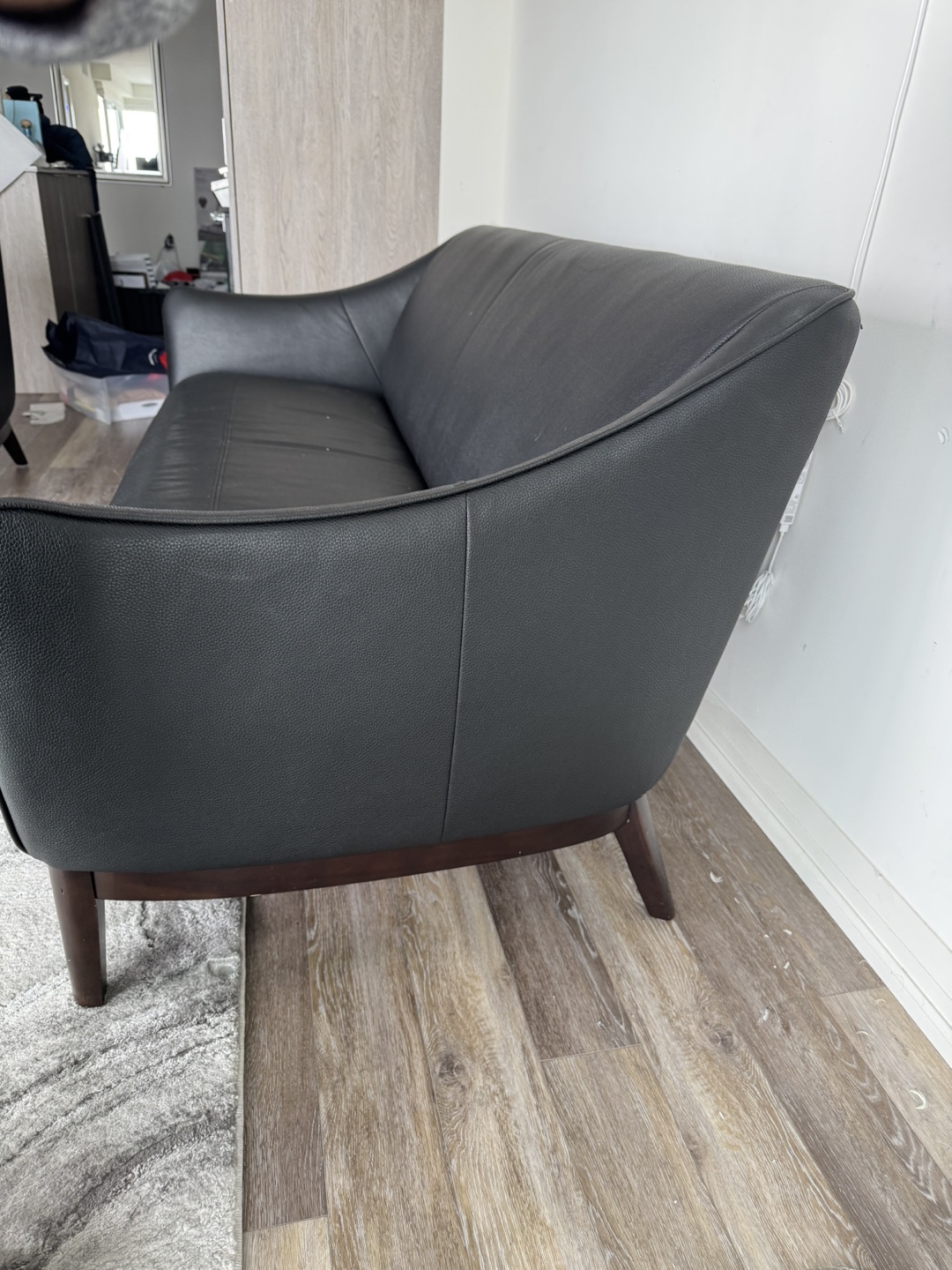 Black Leather Sofa - photo 5