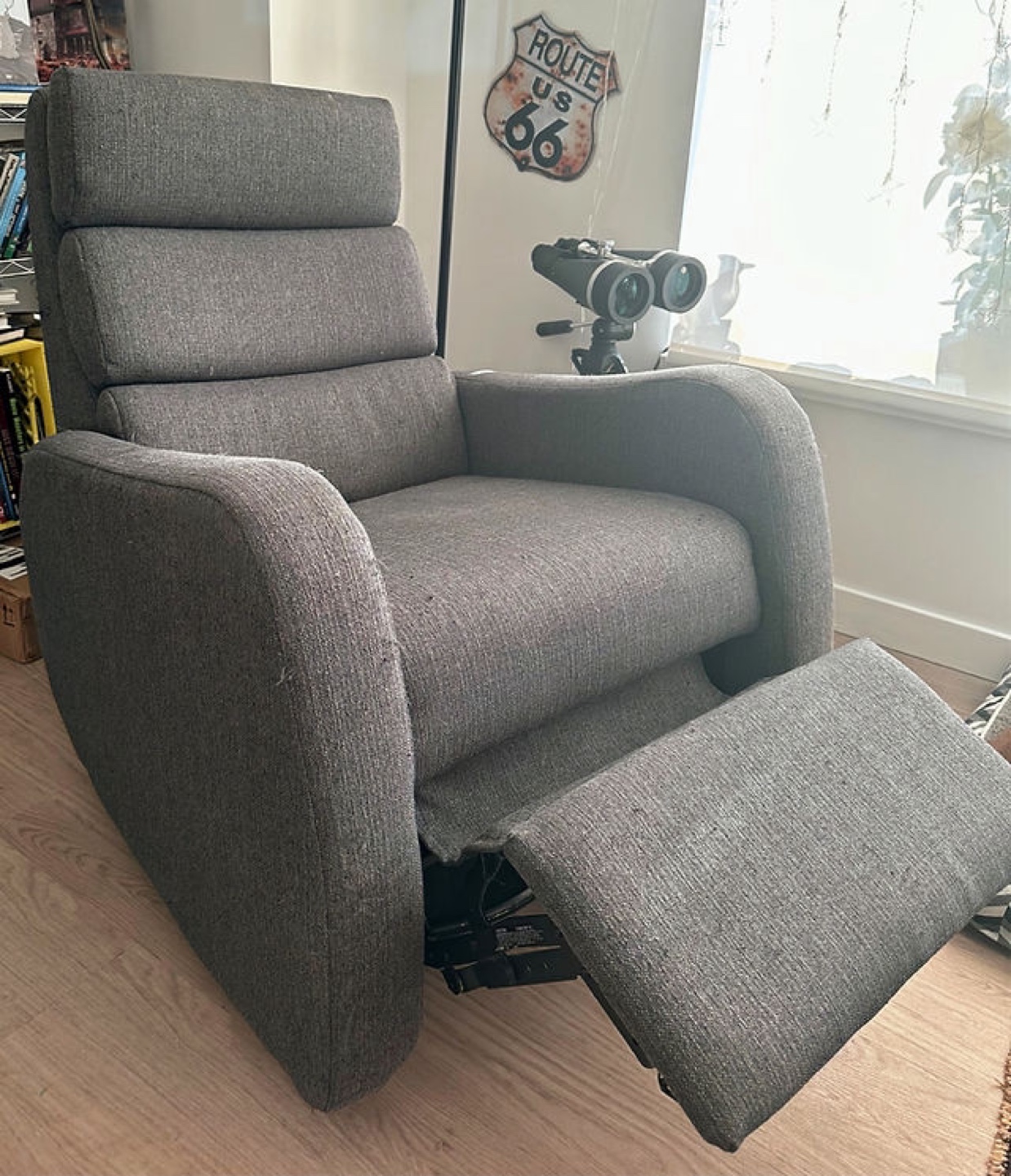 Electric Armchair, grey fabric