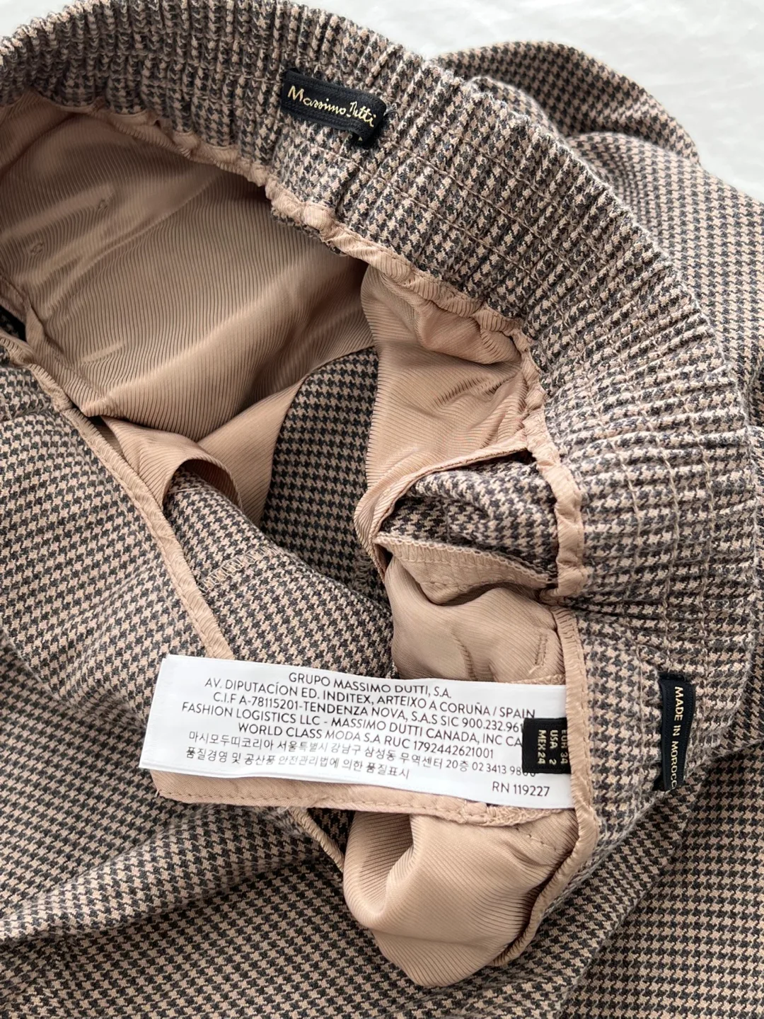 Massimo Dutti Brown Houndstooth Patterned Trousers image indicator(9)