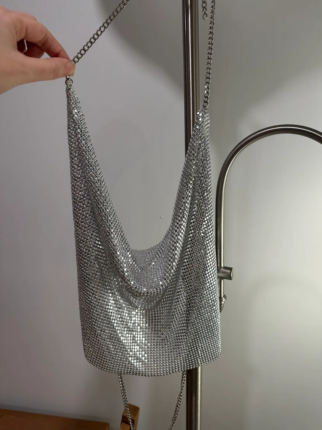 Silver Rhinestone Chain Halter Top backless image indicator(2)