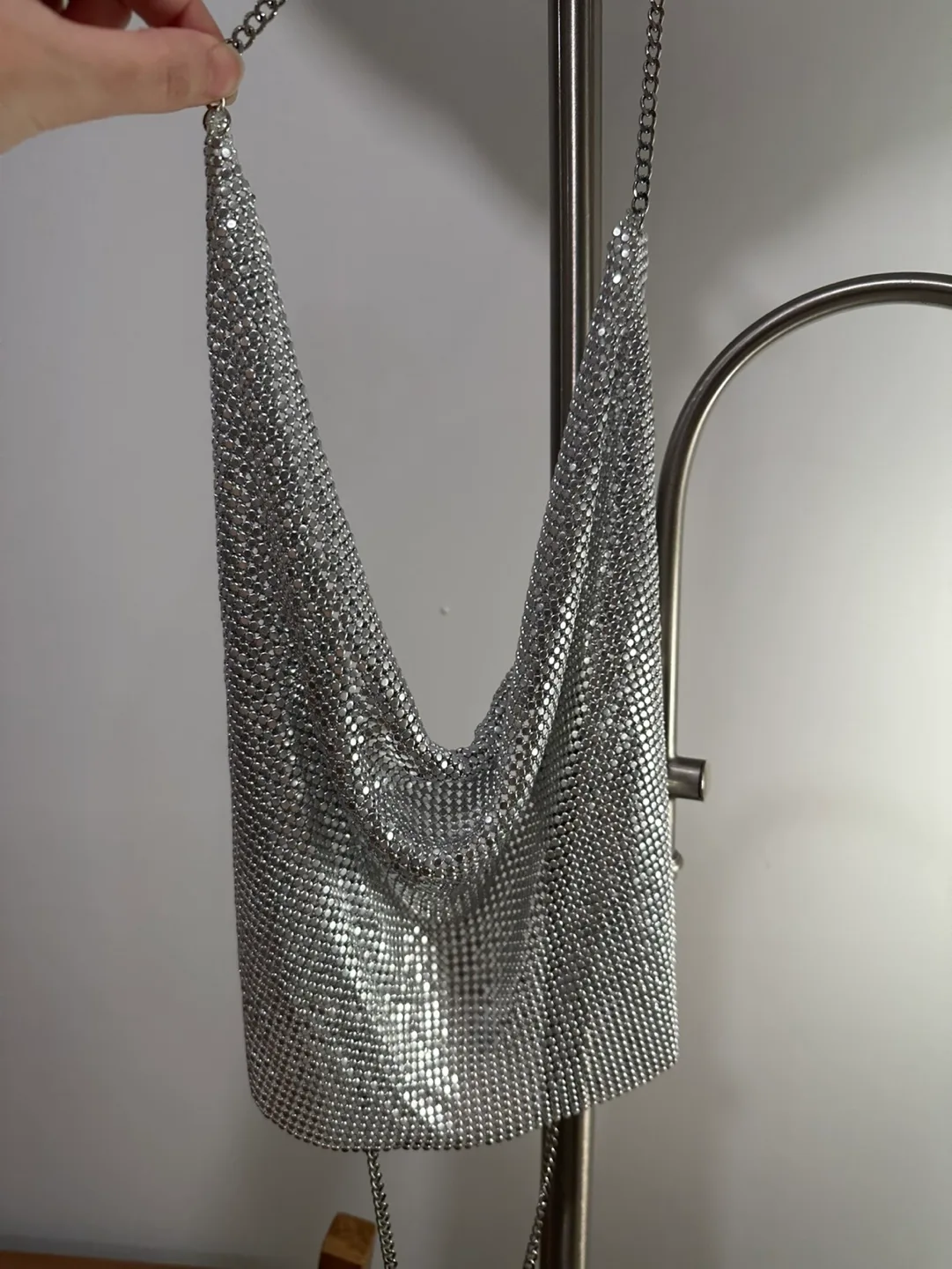 Silver Rhinestone Chain Halter Top backless image indicator(3)