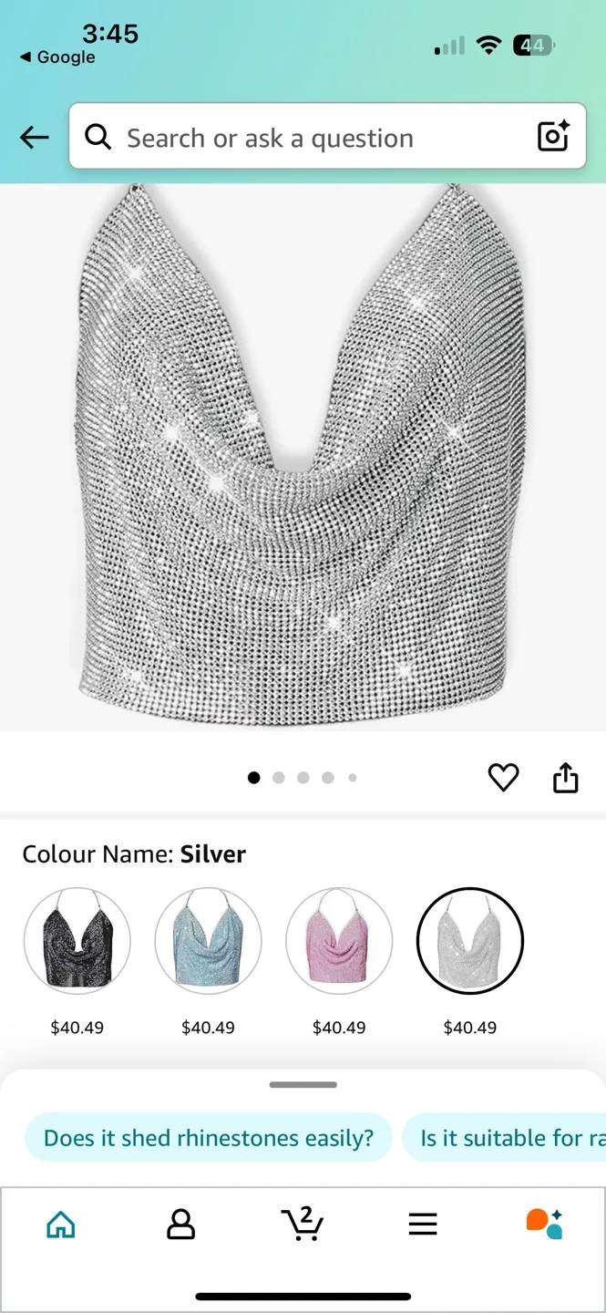 Silver Rhinestone Chain Halter Top backless image indicator(5)